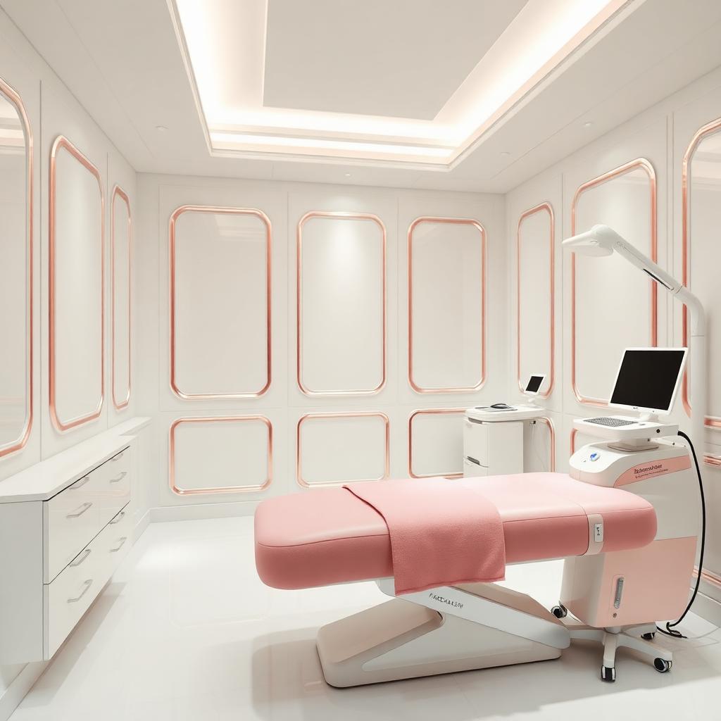 Ruang perawatan steril dengan trim rose gold